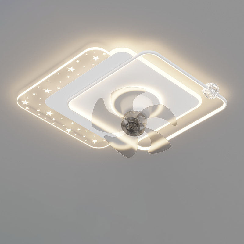 Contemporary Iron Acrylic Round LED Semi-Flush Fan Light