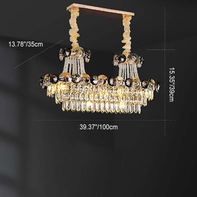 Half Round Ball Crystal Iron Chandelier — 14 / 110V-120V For US/CA