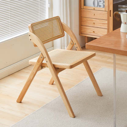 Vintage Rattan Rubberwood Dining Chair