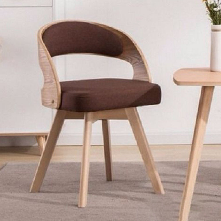 Nordic Fabric Splayed Leg Curved Dining Chair — Yellow
