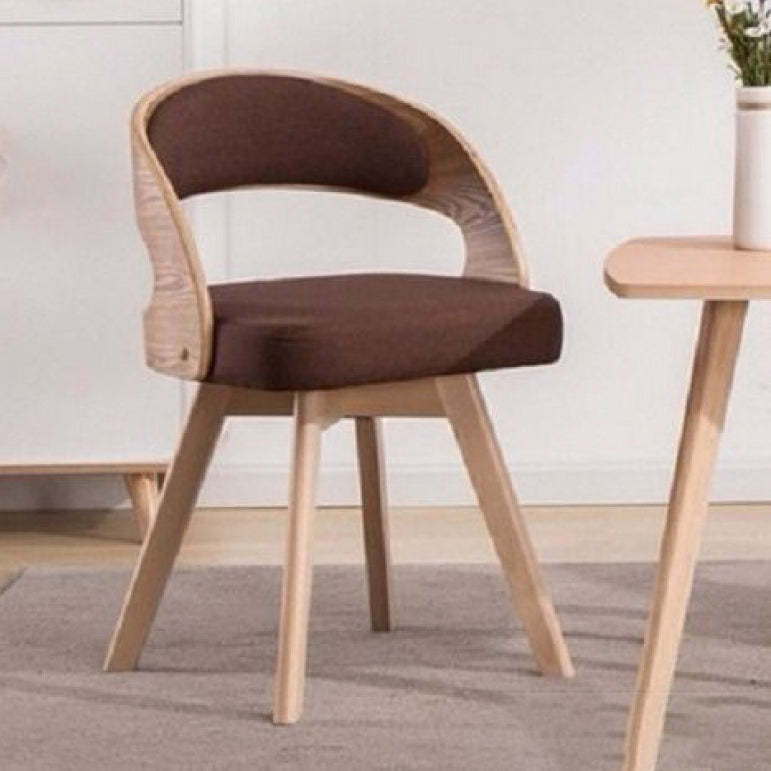 Nordic Fabric Splayed Leg Curved Dining Chair — Yellow