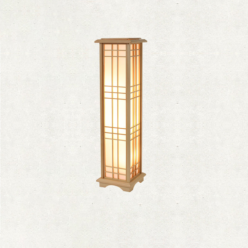 Japanese Wood Acrylic Pillar Rectangular Floor Lamp