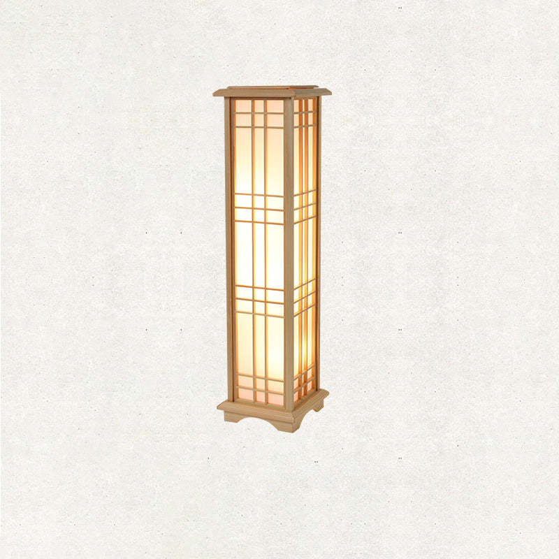 Japanese Wood Acrylic Pillar Rectangular Floor Lamp