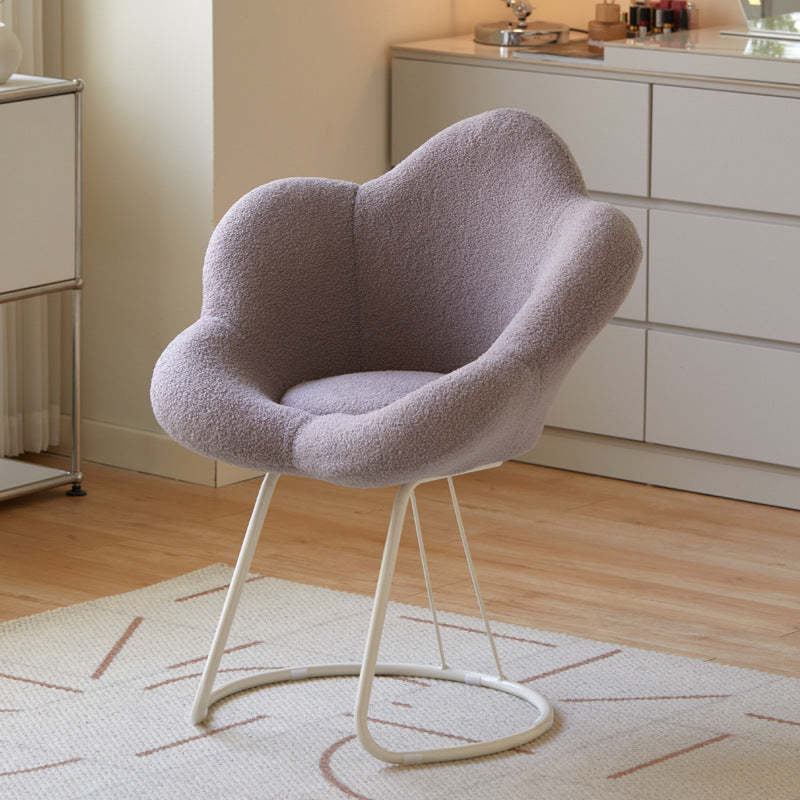 Minimalist Plum Lambswool Metal Vanity Stool
