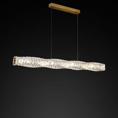 Modern Stainless Steel Crystal Strip LED Island Pendant