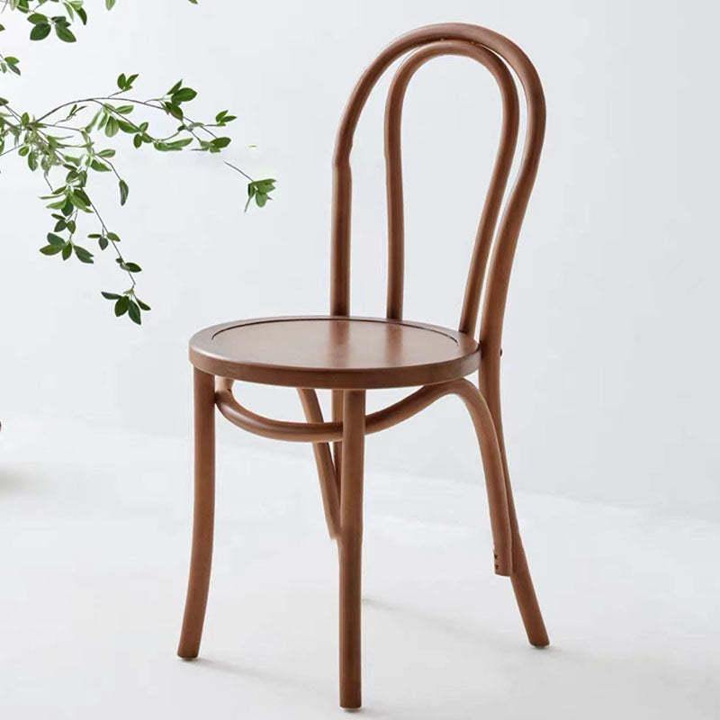 Wicker curved wood dining chairs & benches for kitchen — Solid Wood / Walnut