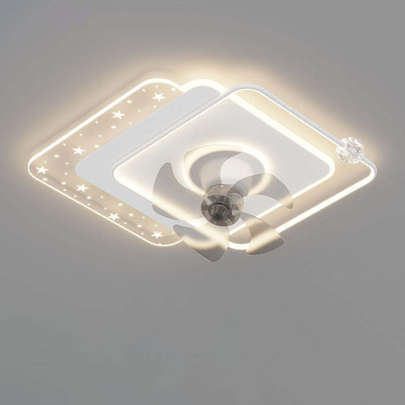 Contemporary Iron Acrylic Round LED Semi-Flush Fan Light