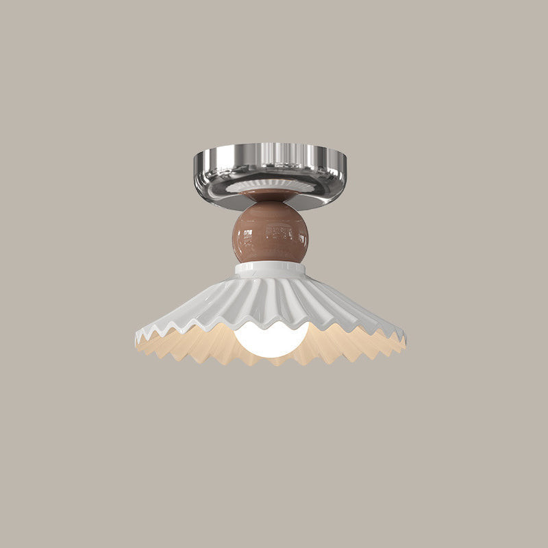 Modern Cream Iron Lace Round 1-Light Ceiling Light — D / Red / 220V-240V For UK/AU