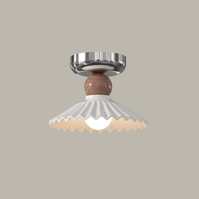 Modern Cream Iron Lace Round 1-Light Ceiling Light — D / Red / 220V-240V For UK/AU