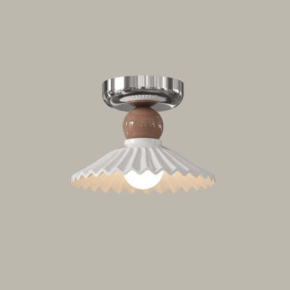 Modern Cream Iron Lace Round 1-Light Ceiling Light — D / Red / 220V-240V For UK/AU