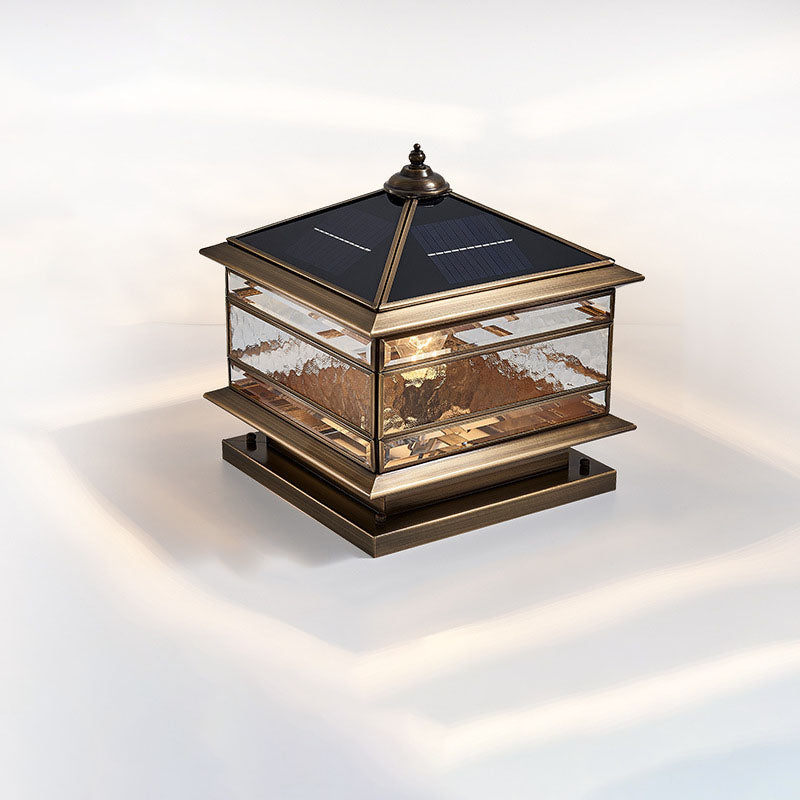 European Brass Glass Square Pillar Landscape Light