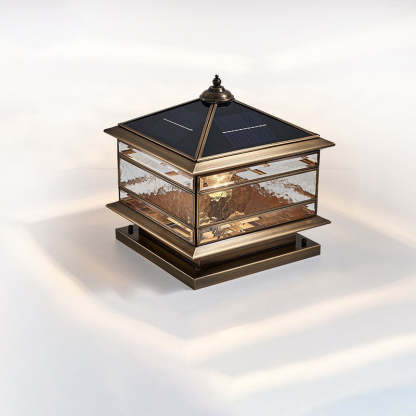 European Brass Glass Square Pillar Landscape Light