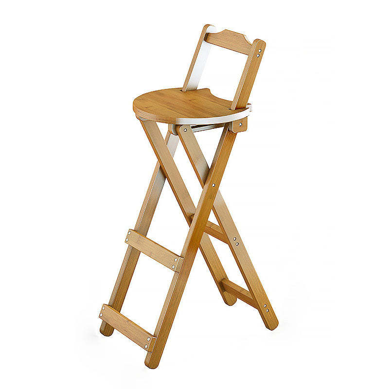 Contemporary Bamboo X-Leg Foldable Bar Stool