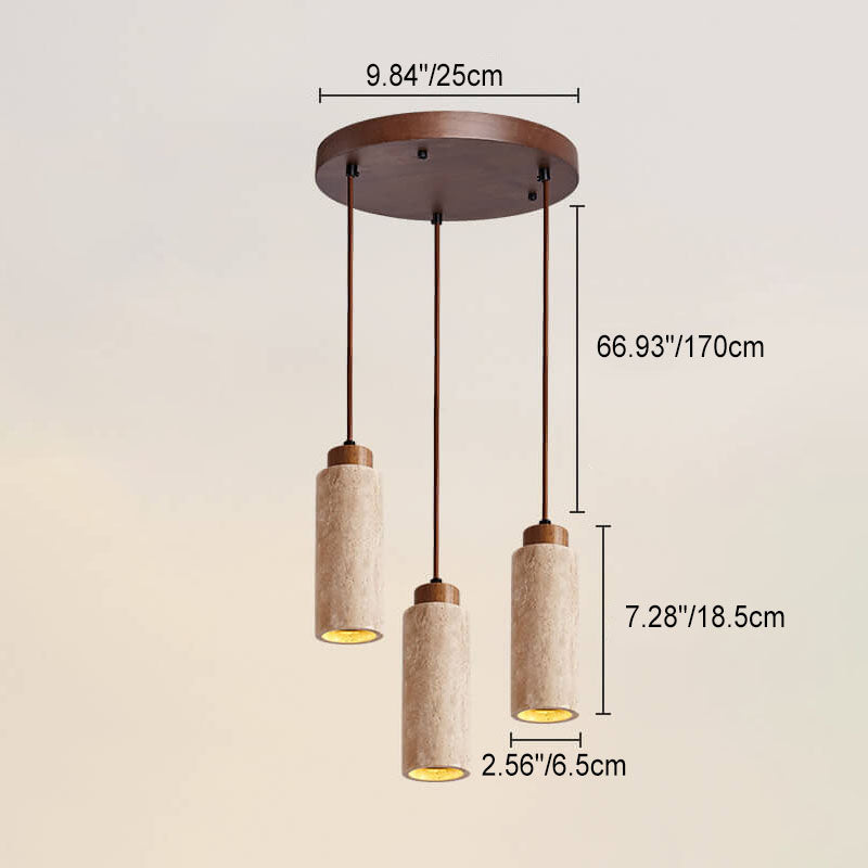 Japanese Wabi-Sabi Solid Wood Stone Island Chandelier