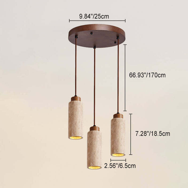 Japanese Wabi-Sabi Solid Wood Stone Island Chandelier