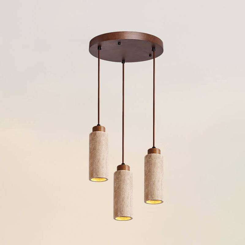 Japanese Wabi-Sabi Solid Wood Stone Island Chandelier