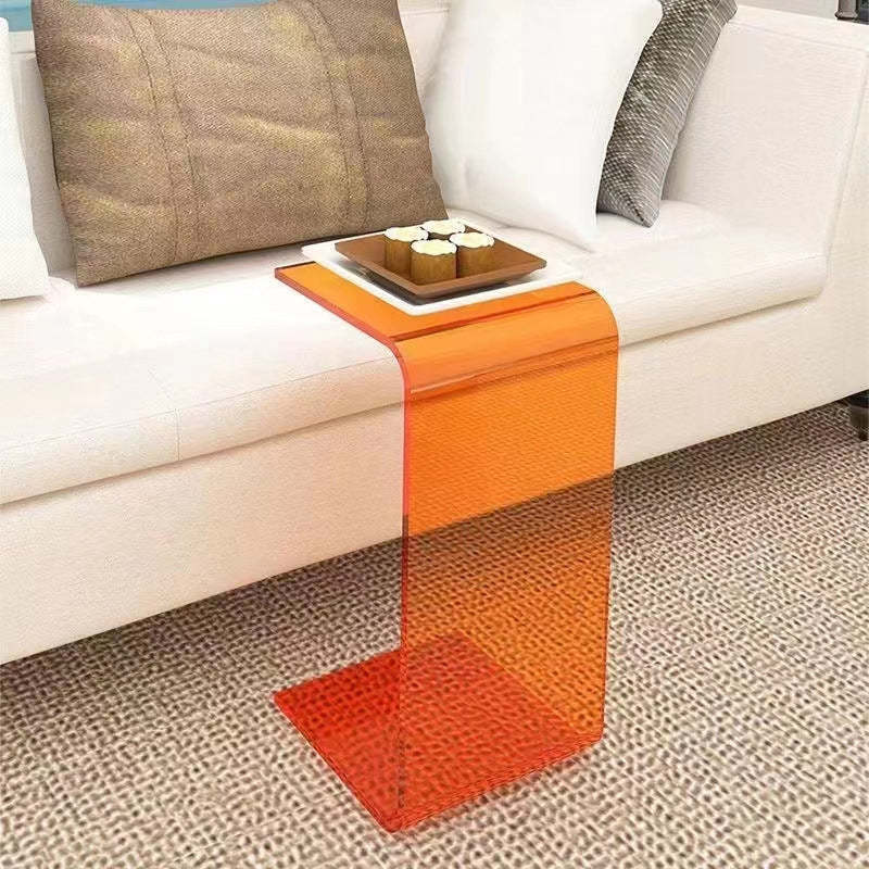 Scandinavian Square Acrylic End Table — Gray