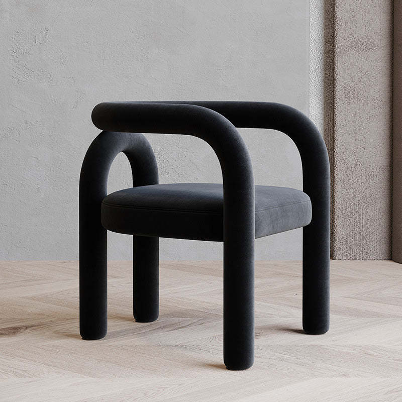 Scandinavian Curved Velvet Steel Armchair