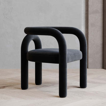 Scandinavian Curved Velvet Steel Armchair