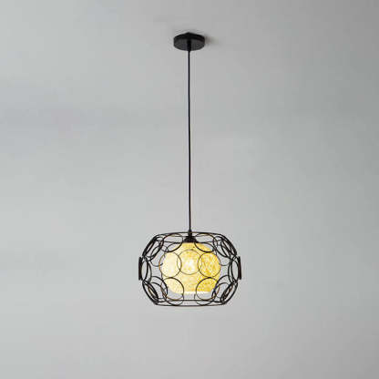 Nordic Woven Hemp Ball Iron Drum Pendant