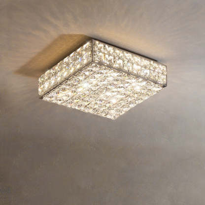 Modern Stainless Steel Crystal Rectangular LED Flush Light