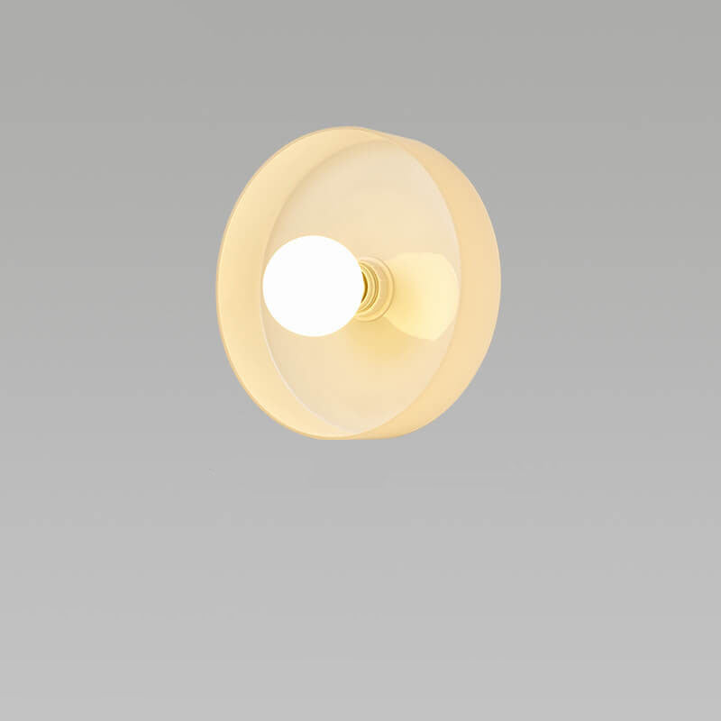 Scandinavian Modern Round Plate Iron Glass Sconce