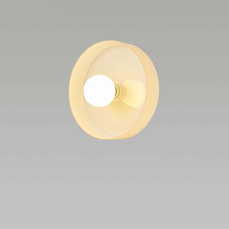 Scandinavian Modern Round Plate Iron Glass Sconce