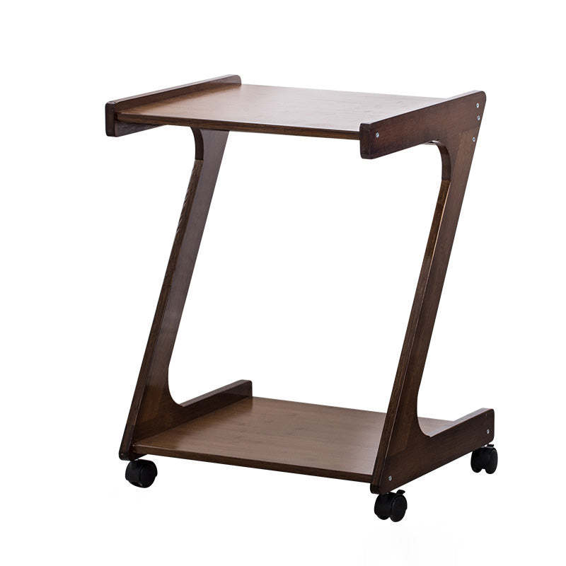 Vintage Z-Shape Wood Rolling End Table