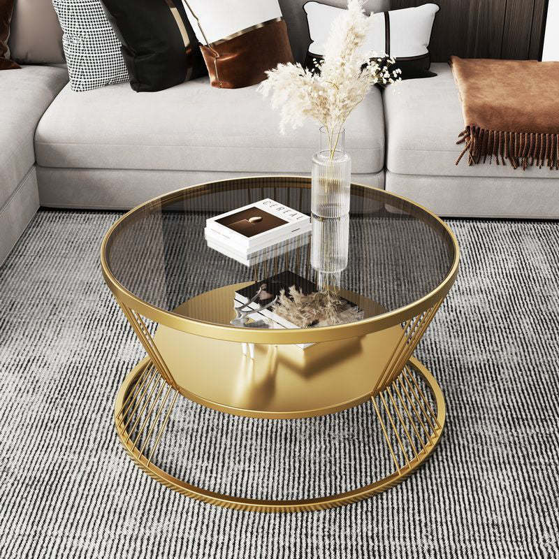 Modern Tempered Glass 2-Tier Coffee Table
