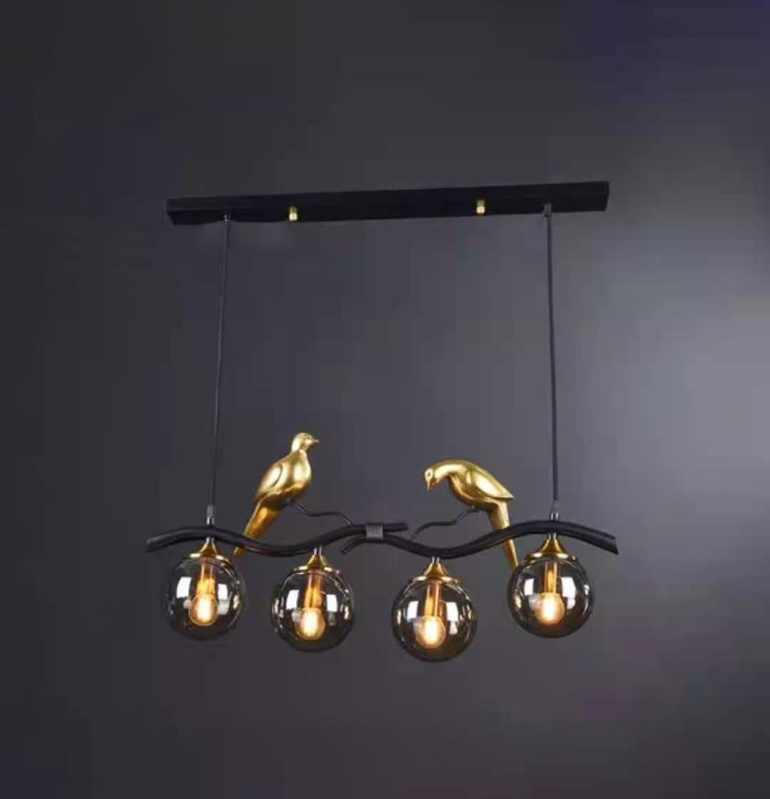 Resin Bird Glass Ball Island Chandelier
