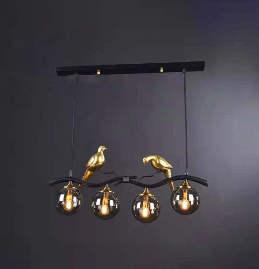 Resin Bird Glass Ball Island Chandelier