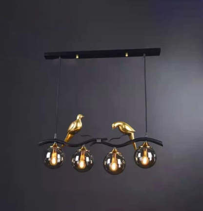 Resin Bird Glass Ball Island Chandelier