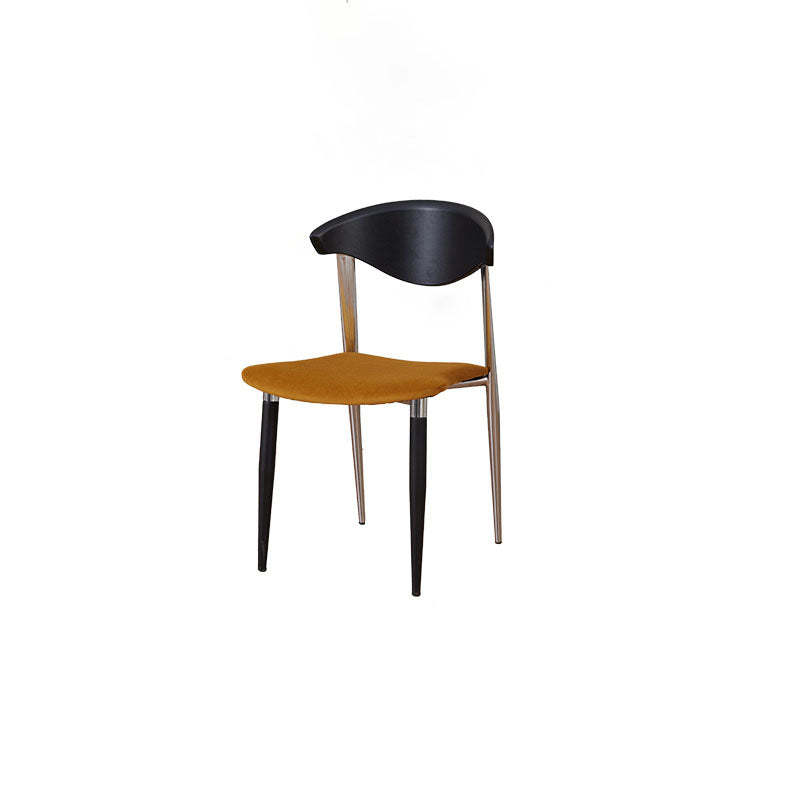 Retro Beech Iron Velvet Curved Dining Chair