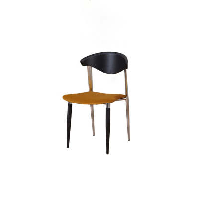 Retro Beech Iron Velvet Curved Dining Chair