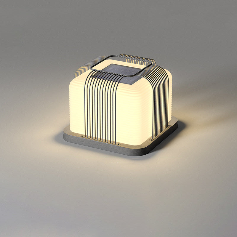 Modern Solar Stainless Steel Square Cubic Landscape Light