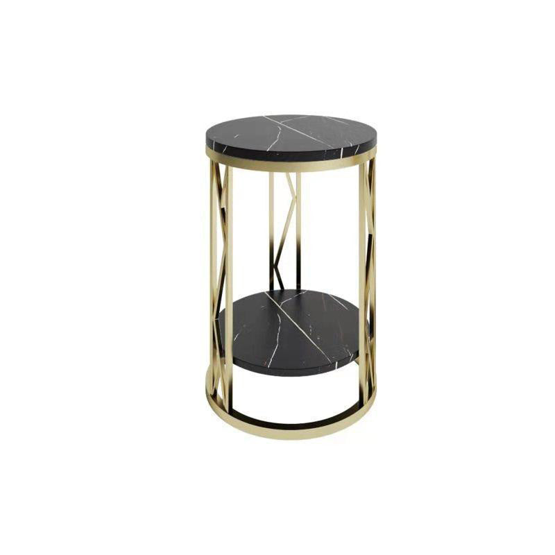 Luxury Round Iron Rock Slab Coffee Table
