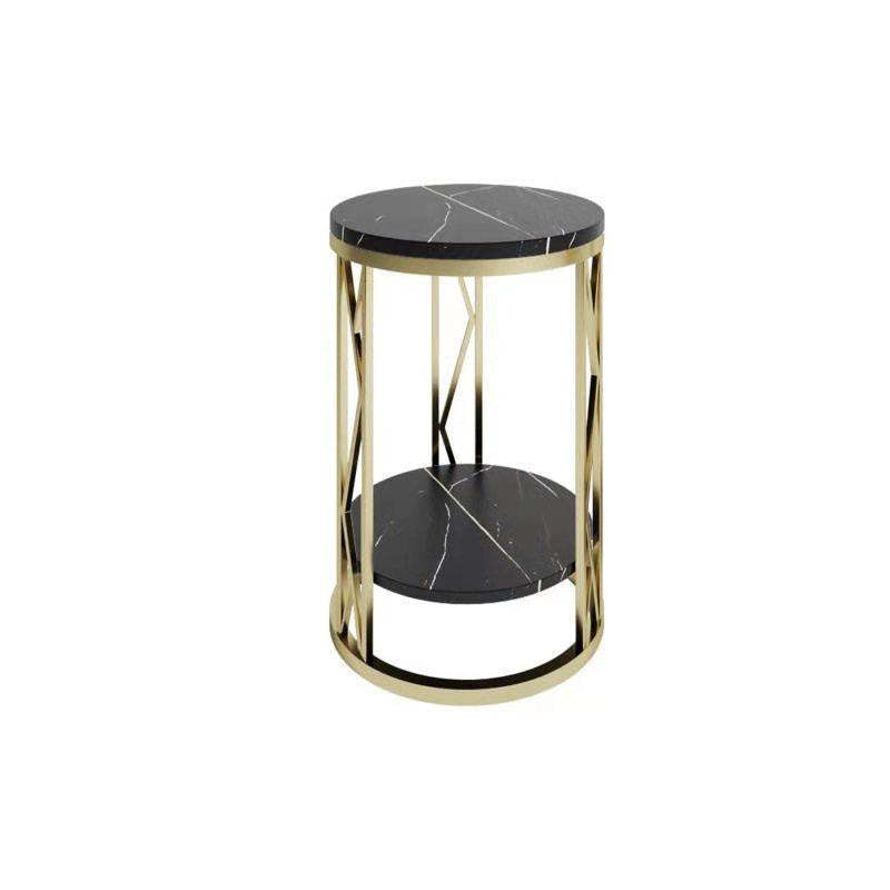 Luxury Round Iron Rock Slab Coffee Table