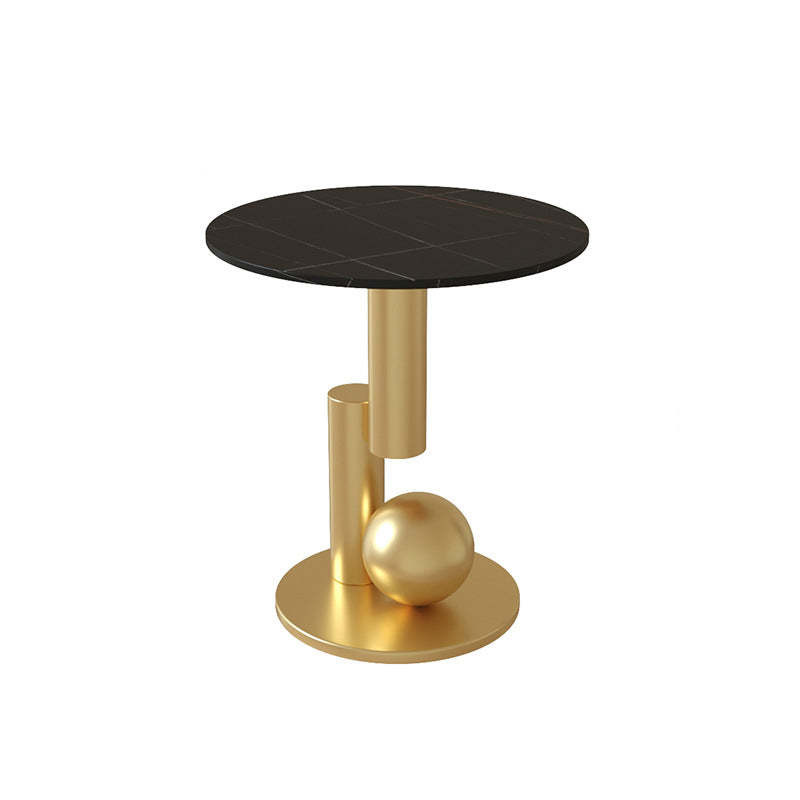 Luxury Rock Slab Geometric Base End Table