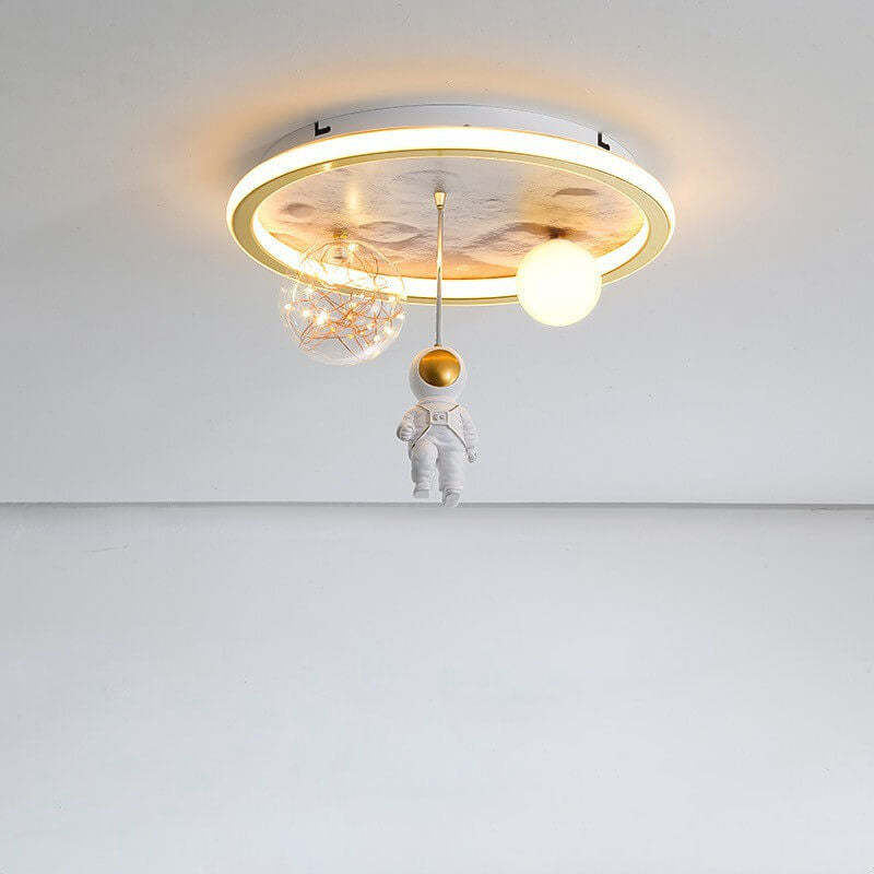 Cartoon Astronaut Moon Acrylic LED Kids Flush Ceiling Light