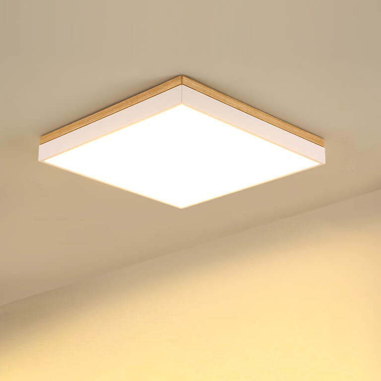 Nordic Solid Wood Square Rectangle LED Flush Ceiling Light