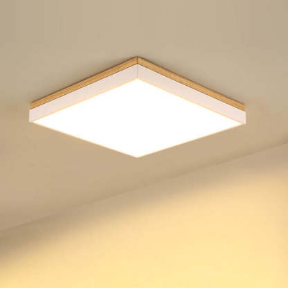 Nordic Solid Wood Square Rectangle LED Flush Ceiling Light