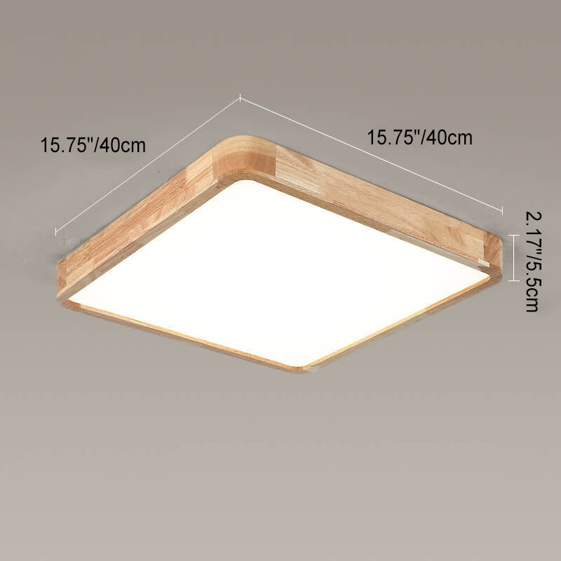 Minimalist Solid Wood Round Tatami LED Flush Mount Light