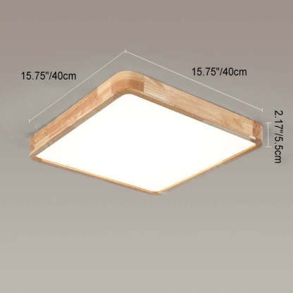 Minimalist Solid Wood Round Tatami LED Flush Mount Light