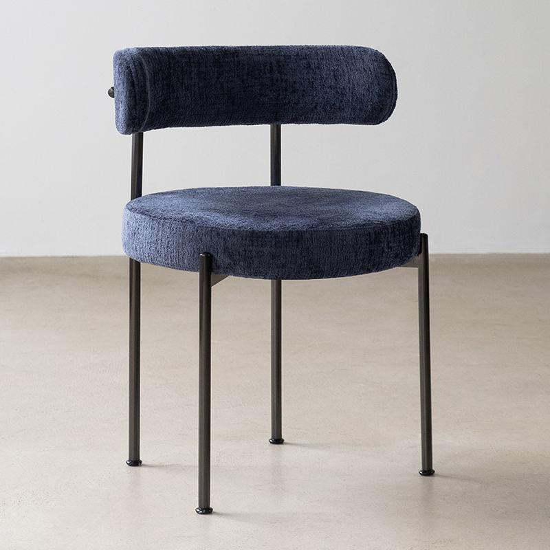 Minimalist Round Velvet Tubular-Leg Dining Chair
