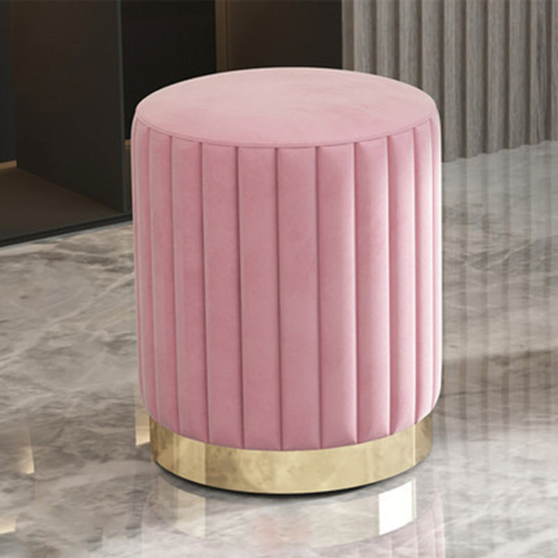Minimalist Round Velvet Metal Vanity Stool