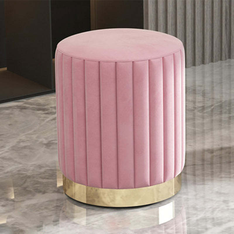 Minimalist Round Velvet Metal Vanity Stool