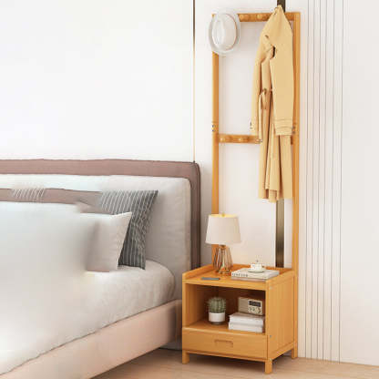 Minimalist Bamboo Coat Rack Nightstand 1/3-Drawer