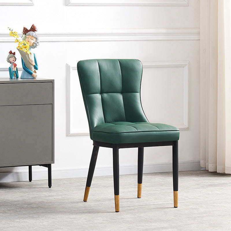 Nordic Lattice Leather Steel Dining Chair — Brown