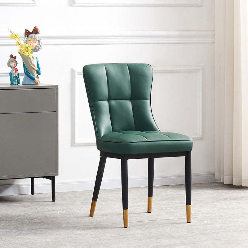Nordic Lattice Leather Steel Dining Chair — Brown
