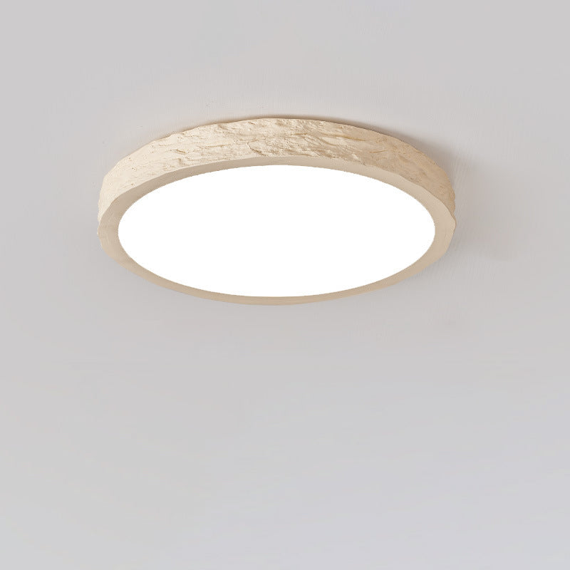 Minimalist Stone Grain Resin Iron LED Flush Mount Light